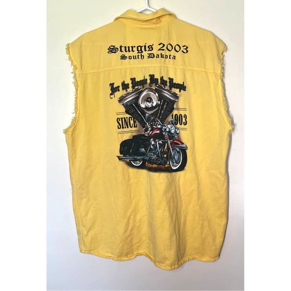 sturgis Other - VTG Retro Sturgis 2003 South Dakota Yellow Motorcycle XXL Vest Jacket